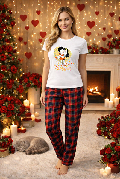 MVRDAR Set pijamale femei bumbac Colectia Valentine's Day, Dragobete, Craciun...