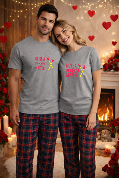 MVRDAR Set pijamale pentru cuplu â€“ tricou si pantaloni pijamale, bumbac, Va...