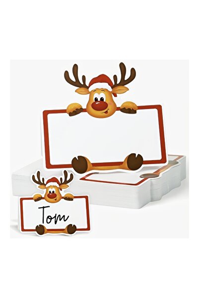 choice2 50pcs WHITE 10/25/50pcs Christmas Elk Kids Name Place Cards Seating N...