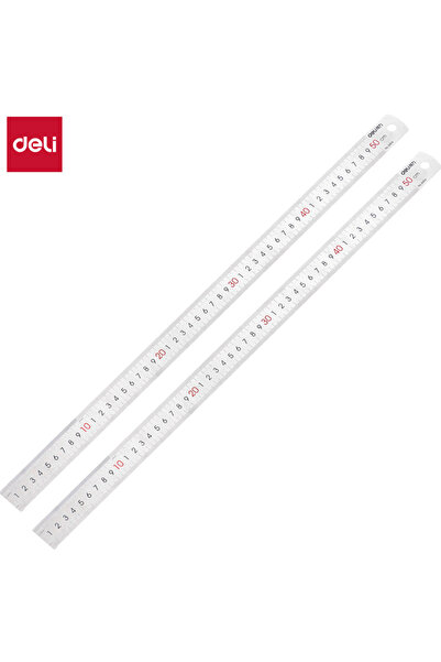 Deli 50cm 2pcs Stainless Steel Ruler for Students And Woodworkers Straight Ed...