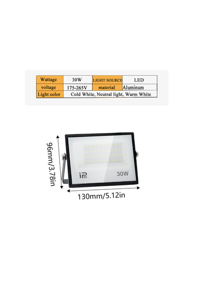 Choice Warm White 30W LED Spotlight Waterproof IP66 220V 20W 30W 50W 100W 150...