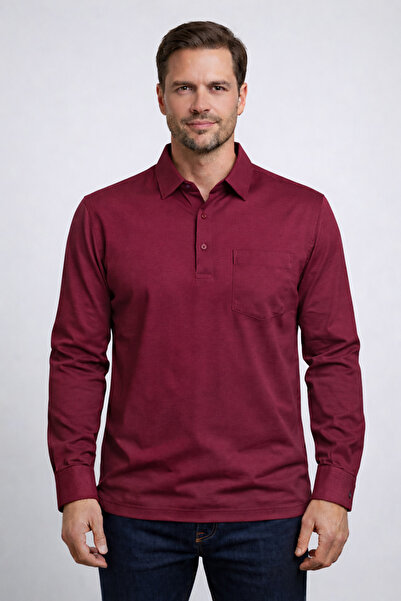 CMZ COLLECTİON Erkek Pamuklu Gömlek Yaka Uzun Kollu Polo Tişört – Slim Fit, C...