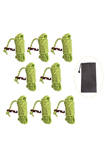 Choice 8 قطع من حبال التخييم الخضراء العاكسة للضوء، مع أدوات شد من الألومنيوم...