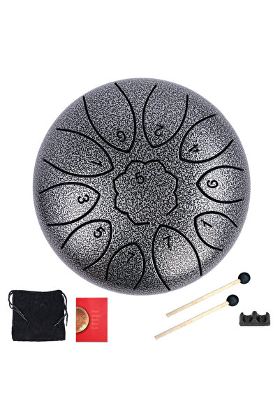 Choice طقم هدايا طبلة لسان فولاذية فضية مقاس 6 بوصات، طبلة مطر بـ 11 نغمة، أد...