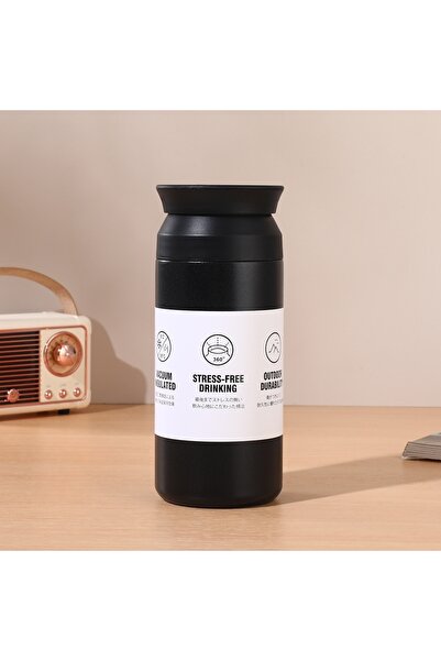 Choice كوب ترمس أسود سعة 500 مل مصنوع من الفولاذ المقاوم للصدأ، كوب قهوة، زجا...