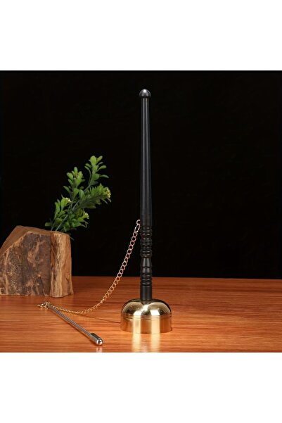 Choice Yellow Tibetan Hand Bell with Wooden Handle Brass Singing Bowl Meditat...