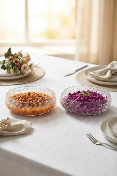 Glamis Selen Concept Cage Model Handmade Large Size Glass Salad Bowl Set of 2
