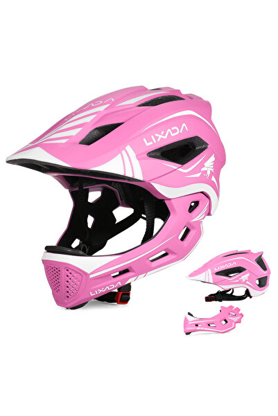 Choice خوذة ليكسادا الوردية للأطفال، قابلة للفصل، تغطي الوجه بالكامل، خوذة ري...