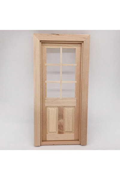 Choice باب خشبي خارجي مصغر غير مطلي، مقاس 18.5 × 9 × 1.3 سم، بمقياس 1/12، ملح...