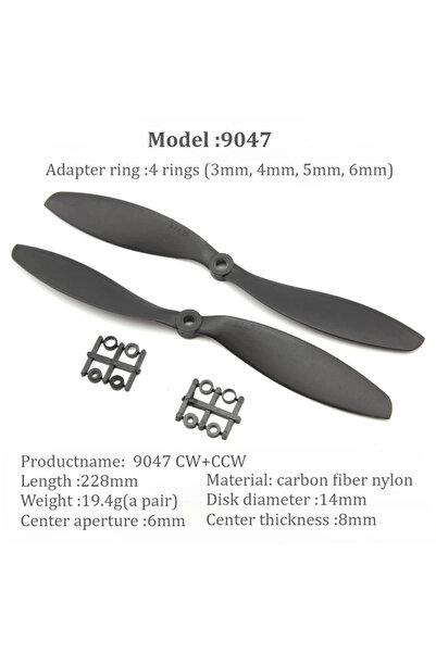 Choice زوج من مراوح Gemfan المصنوعة من ألياف الكربون والنايلون، 9047، باتجاه ...