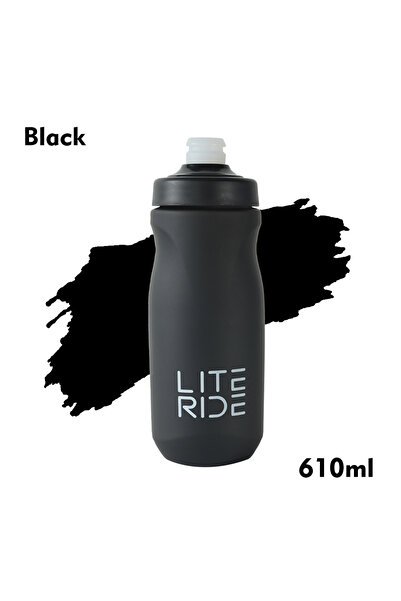 Choice زجاجة ماء سوداء من LITERIDE سعة 610 مل/710 مل للدراجات الجبلية والطرق،...