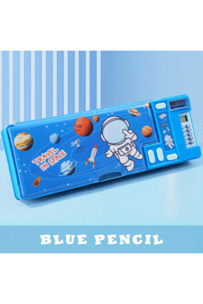 Choice مقلمة أطفال زرقاء متعددة الوظائف مع آلة حاسبة، ومنظم مكتب للأقلام وأقل...