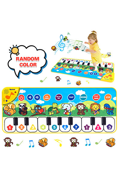 Choice سجادة موسيقية على شكل بيانو مع أصوات، سجادة لعب تعمل باللمس بنمط حيوان...