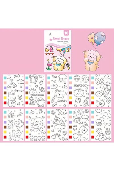 choice2 Pink Watercolor Painting Book with 1 Book 1 pen Water Powder Graffiti...