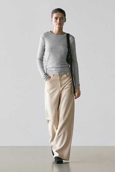 Massimo Dutti Düşük bel geniş paça pantolon