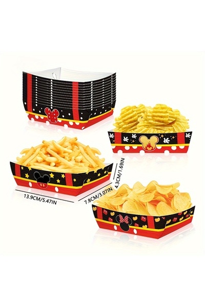 Miniso 24 قطعة من صواني تقديم الطعام الورقية بتصميم ميكي ماوس من ديزني، مقاس ...