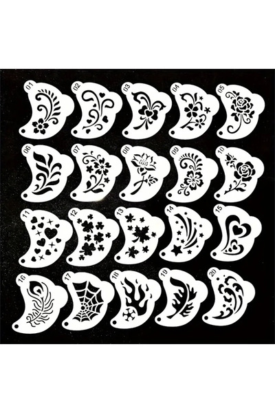 Choice 1 Set 20Pcs Reusable Face Painting Stencils - Durable Pet Plastic, Was...