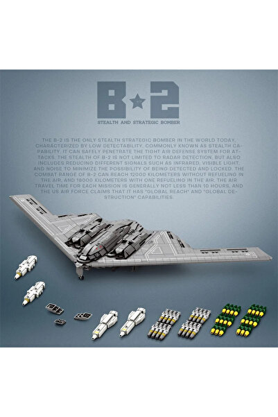 Choice مجموعة مكعبات بناء طائرة بي-2 غوست الاستراتيجية، رمادي فاتح، 2063 قطعة...