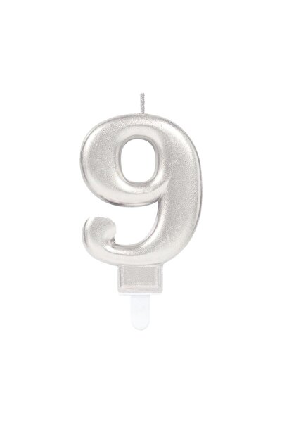Arabamakss Number 9 Candle Silver Color