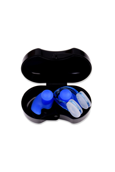 Choice مجموعة سدادات أذن سيليكون زرقاء للسباحة، مزودة بمشبك للأنف، سدادات أذن...