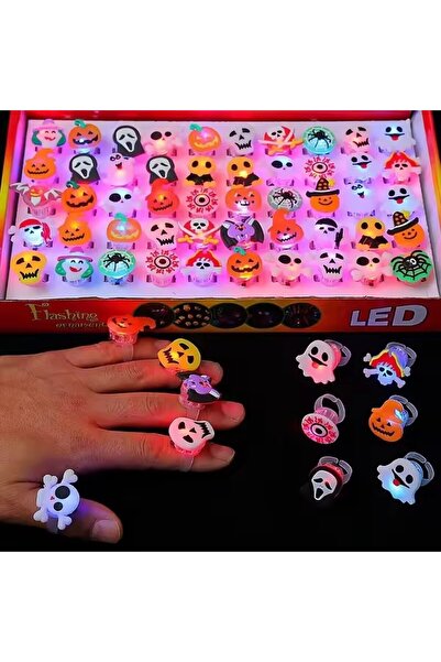 Choice 50pcs 20/50pc Halloween LED Light Up Rings Toys Horror Pumpkin Ghost S...