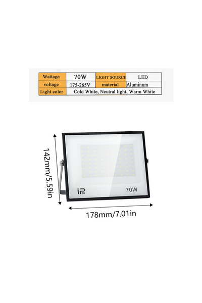 Choice كشاف LED أبيض بارد 70 واط، مقاوم للماء بمعيار IP66، يعمل بجهد 220 فولت...