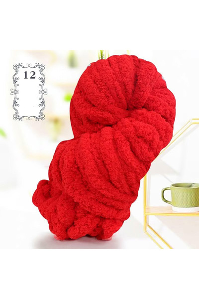 Choice 12 Red 500g of Thick Chenille Yarn for Blankets, Ultra-Soft, Thick, Fl...