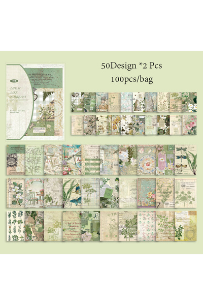 Choice S22279-3 4 أنماط 100 قطعة/عبوة ورق عتيق سلسلة قصص الماضي زهرة فراشة كت...