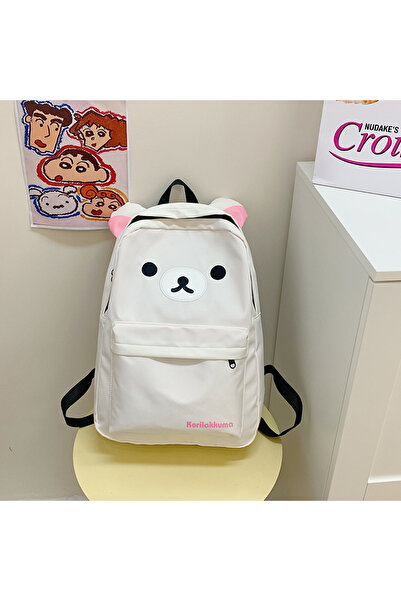 BANDAI حقيبة ظهر بيج اللون بتصميم دببة ريلاكوما اللطيفة، ذات سعة كبيرة، أبعاد...