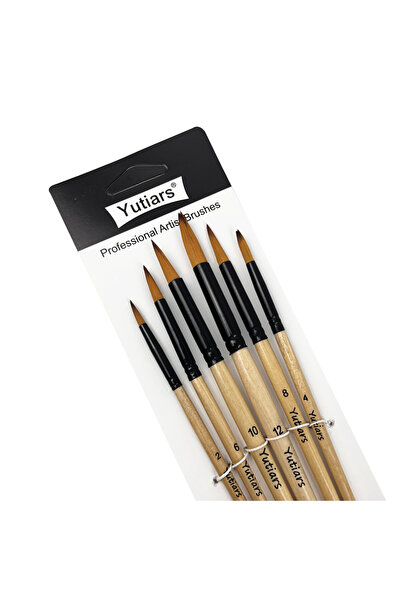 Choice مجموعة فرش رسم احترافية من يوتيارز برأس زاوي - 6 قطع، شعيرات نايلون لل...