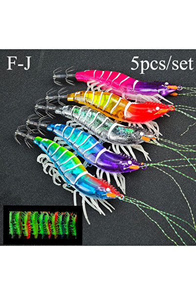 Choice مجموعة من 5 قطع - F-J Ackibbik، طعم روبيان متوهج بطول 10.5 سم، طعم صيد...