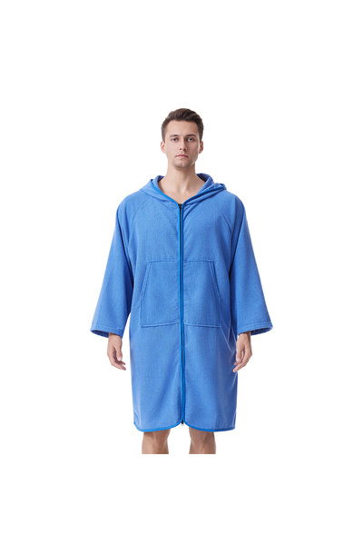 Choice 110x70cm Blue Mutao Looped Bathrobes with Zipper, Soft Long Sleeves - ...