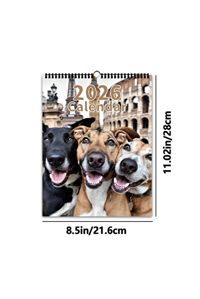 Choice تقويم حائط لعام 2026، قطعة واحدة، بتصميم سفر الكلاب، 12 تصميمًا جميلًا...