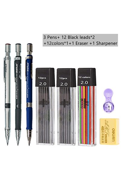 Choice مجموعة أقلام رصاص ميكانيكية B متعددة الألوان 2.0 مم مع عبوة إعادة تعبئ...