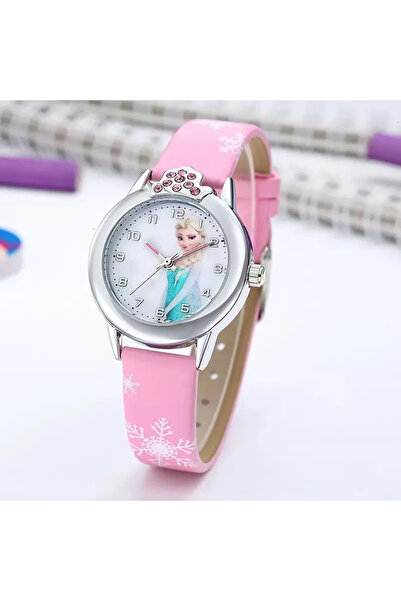 Choice ساعة أطفال جديدة باللون الوردي بتصميم الأميرة إلسا، مجسمات شخصيات كرتو...