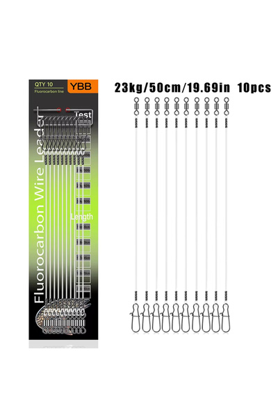 Choice خيط صيد يوتو 10 قطع/20 قطعة من الفلوروكربون 100%، 23 كجم، 50 سم، مع وص...