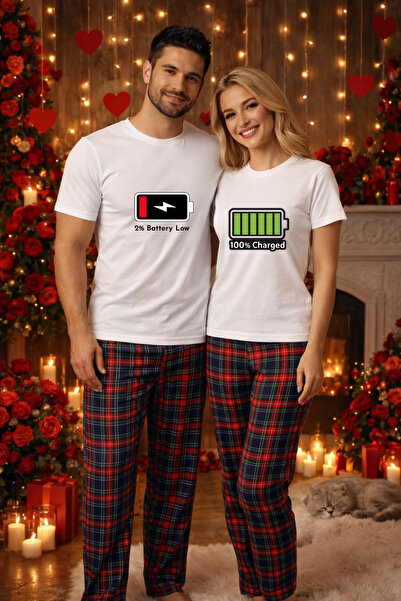 MVRDAR Set pijamale pentru cuplu â€“ tricou si pantaloni pijamale, bumbac, Va...