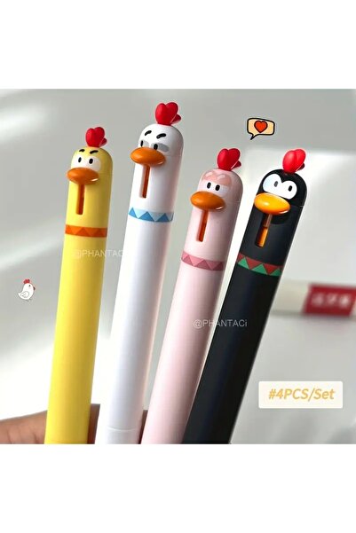 Choice مجموعة دجاج مكونة من 4 قطع، 4/8 قطع قلم جل على شكل بطة وكتكوت، قلم جل ...
