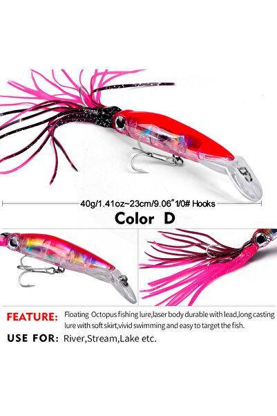 Choice D 40g Large Simulation Octopus Squid Fishing Lures Bait 3D Eyes Artifi...