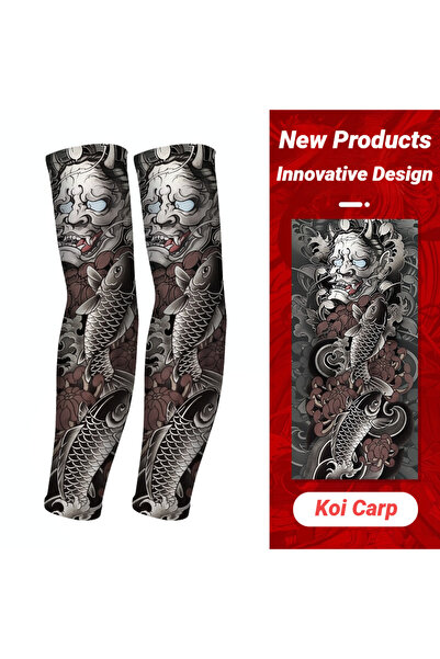 Choice Universal Size Koi Carp Long Summer Tattoo Sleeves Seamless Armguard S...