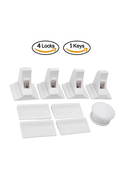 Choice 4 أقفال مغناطيسية مقاومة للأطفال بمفتاح واحد - مجموعة من مزاليج الخزائ...