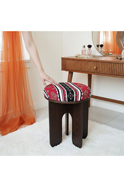 Vera Concept Home Modern Kumaşlı Ahşap Puf Sehpa Ayaklı Kahve Sehpası Yan Geç...