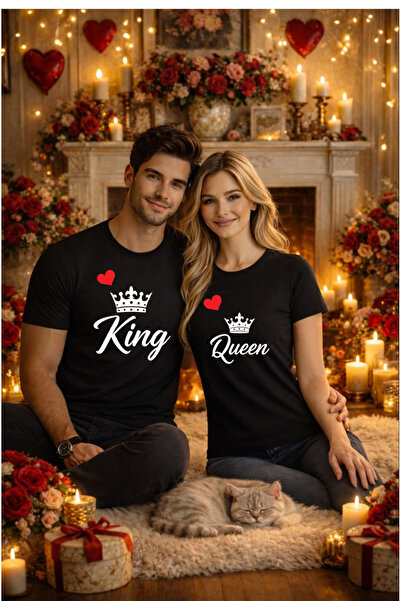 MVRDAR Set 2 tricouri unisex 100% bumbac pentru cuplu, colectia Valentine's Day