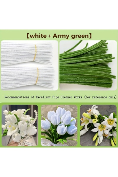 Choice 200 قطعة من منظفات الأنابيب البيضاء والخضراء، لوازم حرفية، تشكيلة من س...