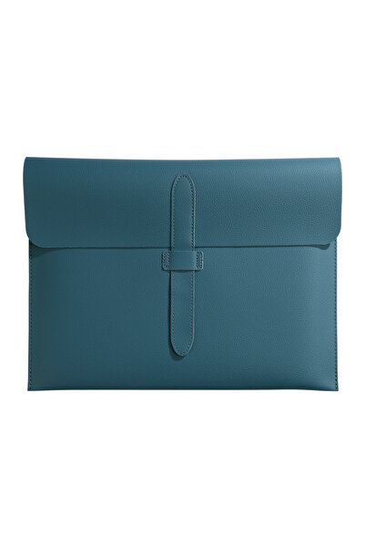 Choice6 حقيبة جلد سميكة A4 بلون أزرق ضبابي، حافظة A4، حقيبة معلومات أعمال، لو...