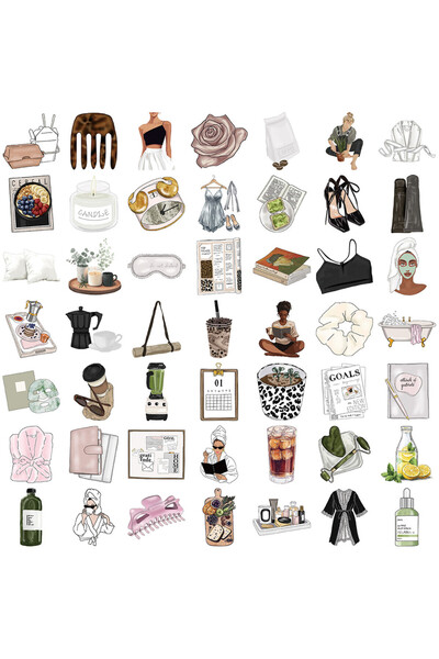 Choice 50 قطعة من ملصقات جرافيتي "فتاة نظيفة" بنمط INS - ملصقات مقاومة للماء ...