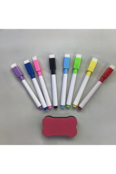 Choice ٨ أقلام سبورة بيضاء قابلة للمسح الجاف بثمانية ألوان مع ممحاة مغناطيسية...