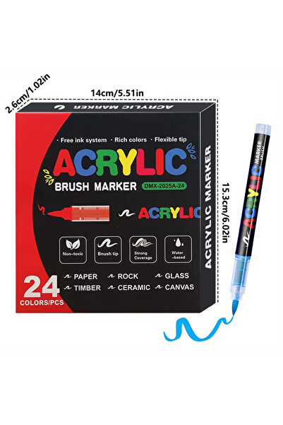 Choice 24 قلم تلوين أكريليك برأس فرشاة، 12-72 لونًا، قلم طلاء أكريليك مناسب ل...