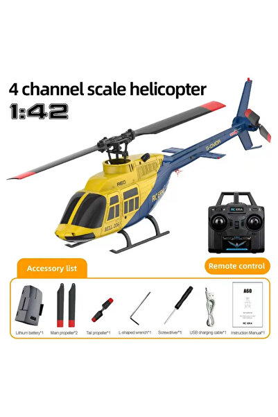 Choice طائرة هليكوبتر A60 صفراء اللون تعمل بالتحكم عن بعد، مزودة بـ 4 قنوات و...