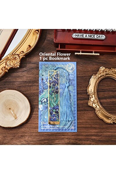 Choice Oriental Flower Vintage Oil Painting Metal Bookmarks - Hollow Hot Stam...